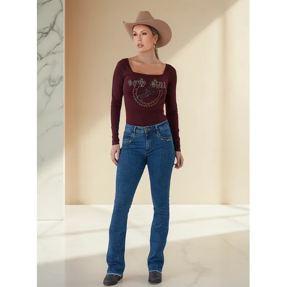 Calça Feminina Minuty Flare Cós Médio