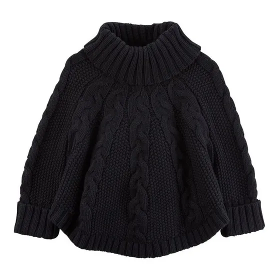 Sweater Niña Poncho Negro Talla 6