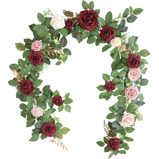 Guirnalda De Rosas Artificiales Lookein De 5 Pies De Largo E Guirnalda De Rosas Artificiales Lookein De 5 Pies De Largo E