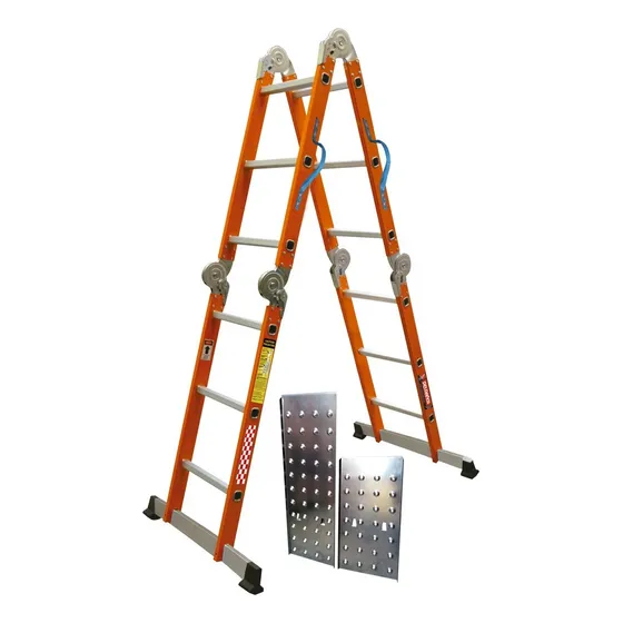 Escalera Multiposicion Con Charola Naranja 333613 Peldaños Naranja