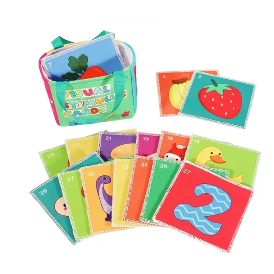 Tarjetas De Aprendizaje Sensorial De Tela Para Bebes -978