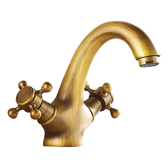 Grifo Lavabo Baño Doble Manija Laton Antiguo Cocina Un Solo