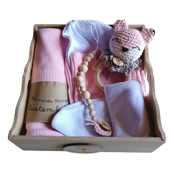 Regalo Ajuar Bebé Recién Nacido 6 Piezas + Caja De Madera