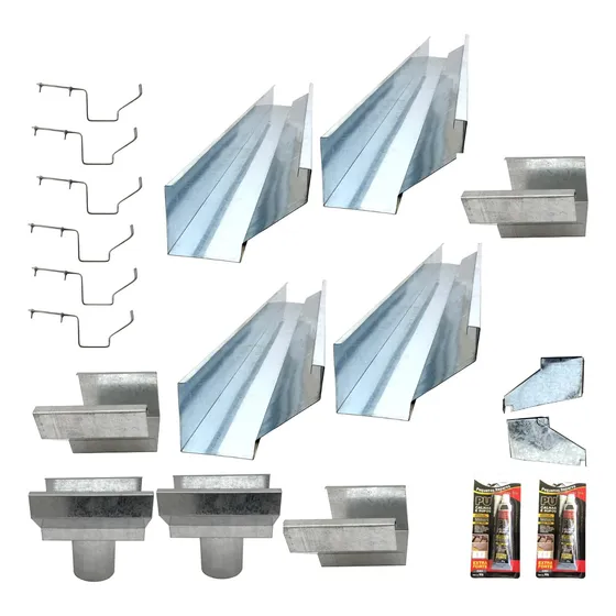 Kit Calha Telhado Beiral 8 M Galvanizada- Suporte Prolongado
