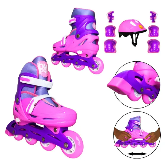 Patins Feminino Inline Com Kit Proteção 36-39