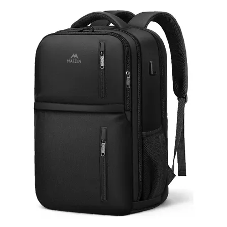 Mochila De Viagem, Mochila Masculina Para Notebook 15,6 Com Compartimento Para Sapatos, Grande Capacidade, Ideal Para Trabalho, Faculdade E Viagens De Cabine, Matein 1769 Preta Preto Liso