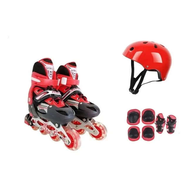 Patin Rollers Semi Prof Extensible Con Casco Y Protectores