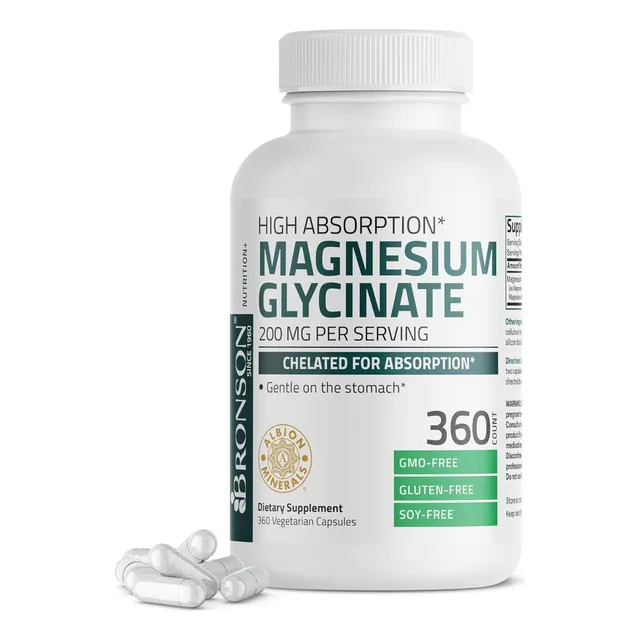 Glicinato De Magnesio 200 Mg Bronson 360 Cápsulas