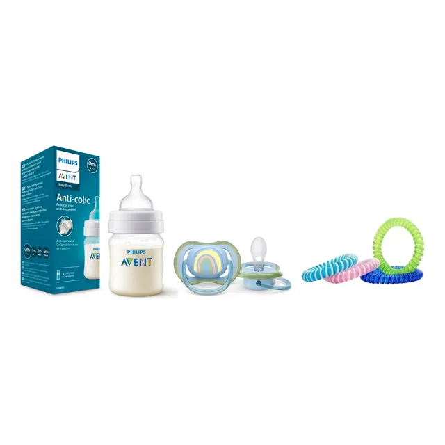 Mamadera Avent Anticolic 125ml Lento Chupete 0-6 Meses Varon