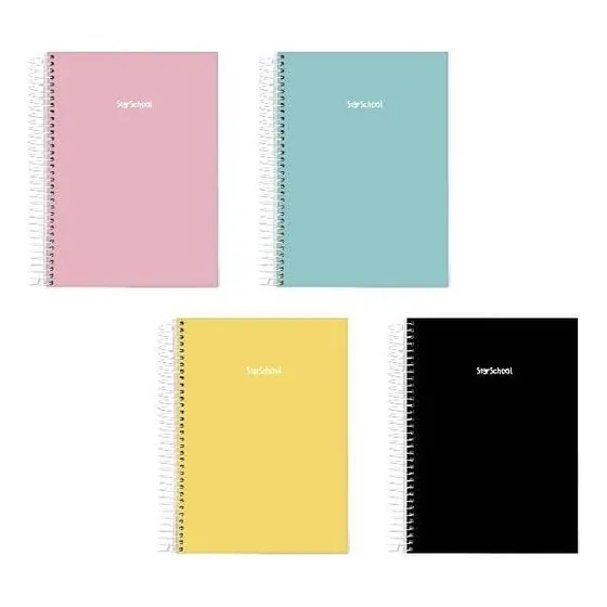 Caderno De 10 Materias  Cores Pasteis Capa Dura 160 Folhas  