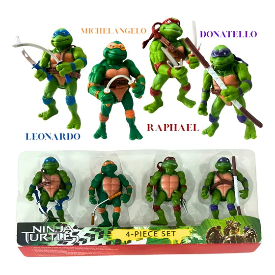 Bonecos Tartarugas Ninjas 11cm - Kit 4 Completo Articulado