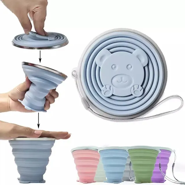 Mug - Vaso Plegable De Silicona Con Tapa, Práctico Y Liviano
