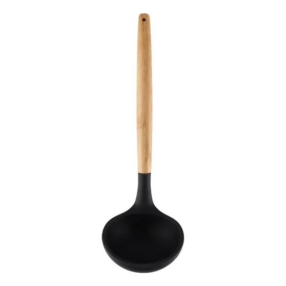 Utensílios Cozinha Silicone Com Bambu Preto Yoi