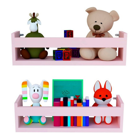 Kit 3 Prateleira Rosa 60cm Livro Revista Infantil Kit 3 Prateleira Rosa 60cm Livro Revista Infantil