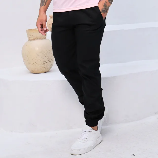Calça Jeans Sarja Masculina Jogger Elåstico Cintura E Barra Calça Jeans Sarja Masculina Jogger Elåstico Cintura E Barra
