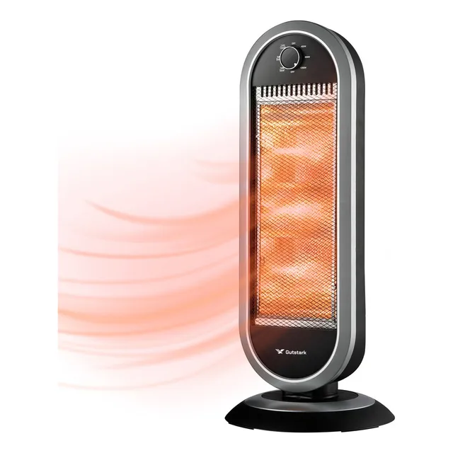 Calefactor Halogeno Oscilacion 90° 6 Ajustes Electrico 1200w Color Negro y Gris