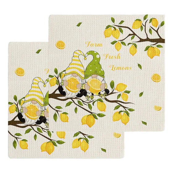 2 Toalla Cocina Limon Verano Microfibra Para Limpieza