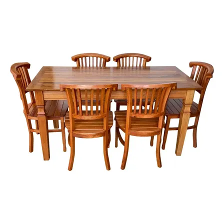 Mesa De Jantar 6 Cadeiras Leque Madeira Maciça Imperdível Natural