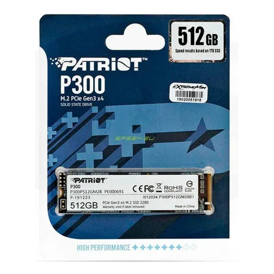 Disco Ssd Nvme Pcie Gen 3x4 M.2 2280 Patriot P300 512gb