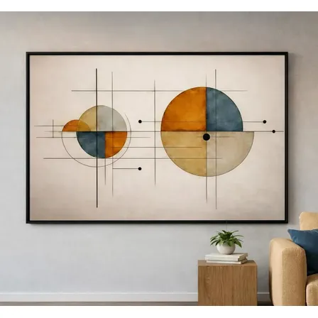 Quadro Sala Abstrato Geometrico Decorativo Vidro 90x60 Cm