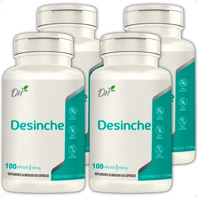 Kit 4x Desinche Barriga 500mg 100 Cáps Cada - Frete Grátis!