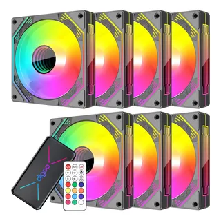 Kit 7 Fan Digoo Wind X Reverse Argb 120mm + Controladora Preto
