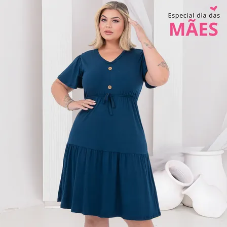 Vestido Curto .mm Plus Size Viscolycra Solto Elegante