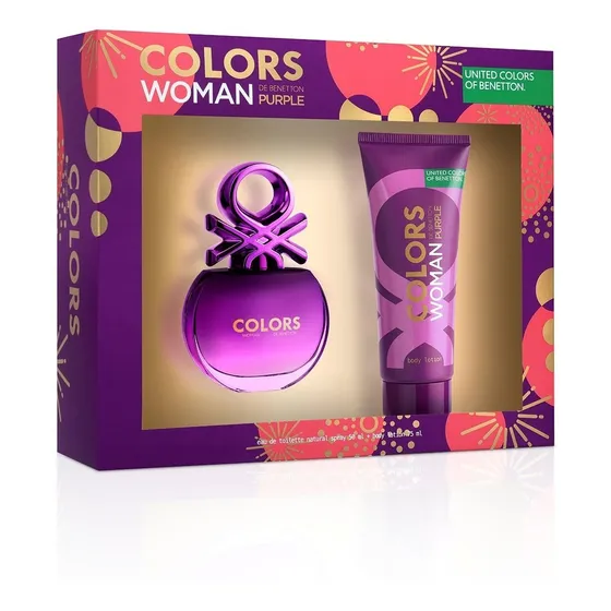 Kit Perfume Benetton Colors Purple 50ml + Body Lotion Febo