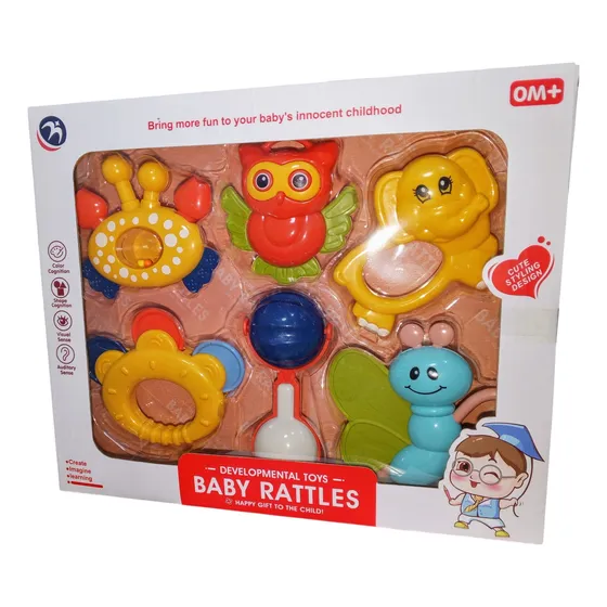 Juego De Sonajero Para Bebe Juguet Tetero Rascaencia Muñeca