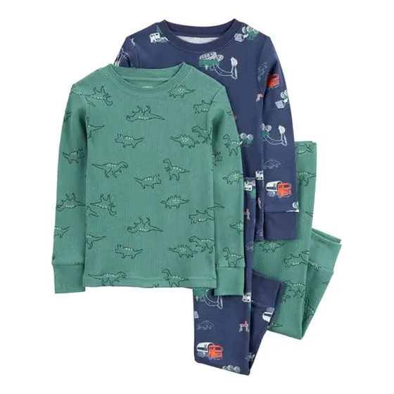 Pijamas Térmicas De 4 Piezas Carters Dinosaurios Y Camiones