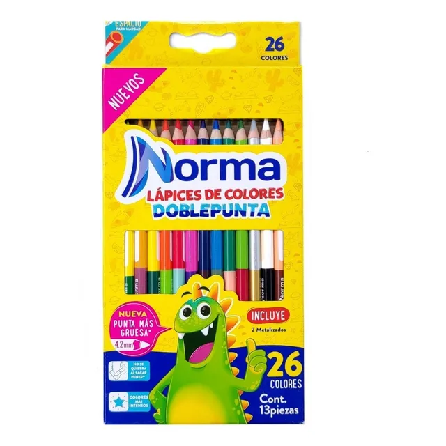 Colores Norma Doble Punta 26 Colores 13 Lapices Mina Gruesa