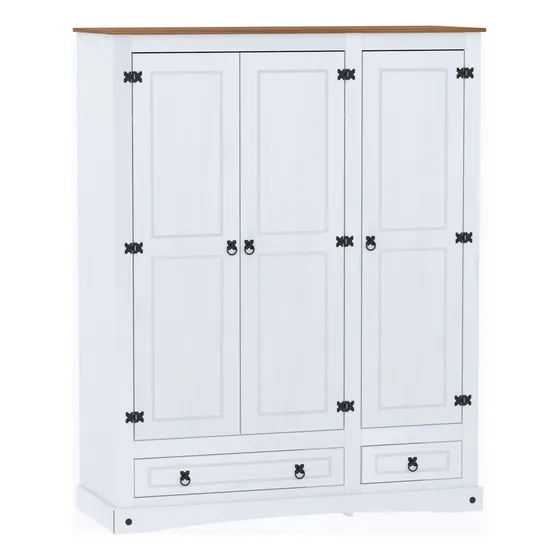 Ropero La Cueva Muebles Naturale 1608 color blanco/roble de madera maciza con 3 puertas batientes