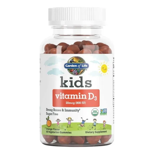 Garden Of Life Niños Vitaminas D3 Inmunidad Y Huesos Fuertes Sabor Naranja