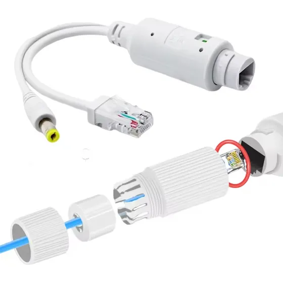 Poe Splitter Adaptadore Impermeable Rj45 48v A 12v Cámara Ip