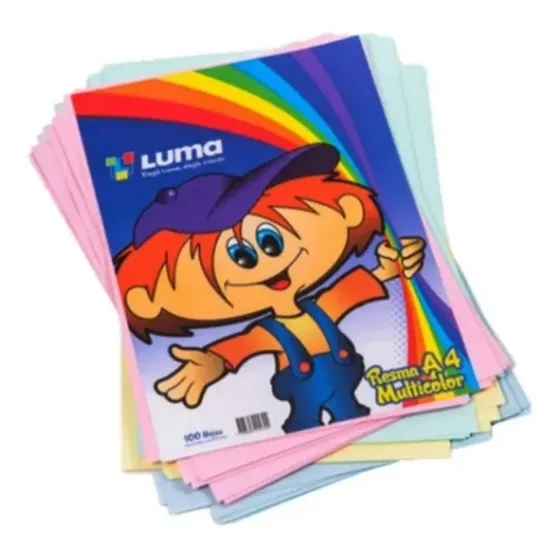 Resma A4 Luma Multi Color 75 Grs X 100 Hjs Color Celeste, Rosa, Verde, Amarillo