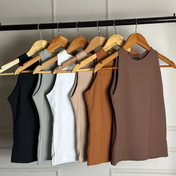 Kit 3 Regata Blusinha Feminina Suplex Duplo Básica Elegante