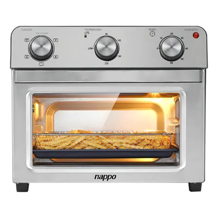Horno Freidora Nappo 22l Sin Aceite 1500w Grill + Accesorios Color Plateado