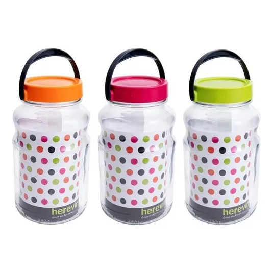 Potes De Cocina Jar Vidrio Contenedor Alimentos 2,65 Lts