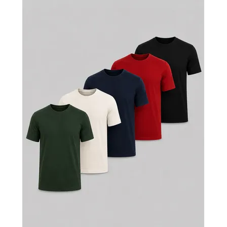 Kit 5 Camiseta Basica Masculina Qualidade + Preço Imbatível Sortidas Sem Estampa G Liso