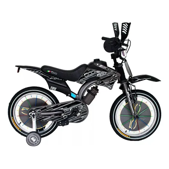 Bicicleta Motocross Negra Rodado 14 Fiat 500 Tun Tunishop Color Negro Tamaño Del Cuadro M