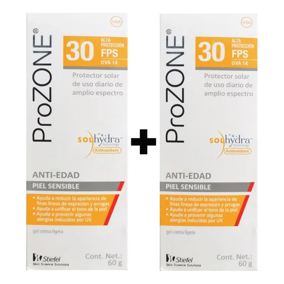 Prozone Bloqueador Solar Anti Edad Fps30 2piezas 60g C/u