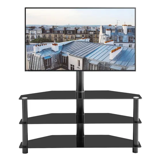Soporte Tv Suelo Multifuncion Negro Ajustable Altura Adapta