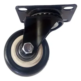 Rueda De 2 PLG Giratoria Con Rodamiento Color Negro/blanco.