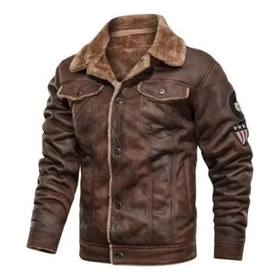 Hombres Antiguas Chaquetas De Cuero Gamuza Vintage Milita 1