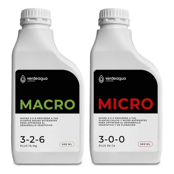 Kit Nutrientes Hidroponia Verdeagua Macro + Micro 500ml