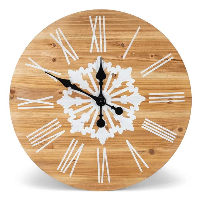 Nat Jul Woodgrain Reloj Pared Compuesto Madera 24 