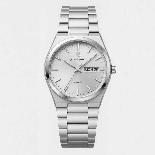 Relógio Masculino Luxo Poedagar Old Money Aço Quartzo Prata Prateado Clássico Branco Capra... Relógio Masculino Luxo Poedagar Old Money Aço Quartzo Prata Prateado Clássico Branco Capra...