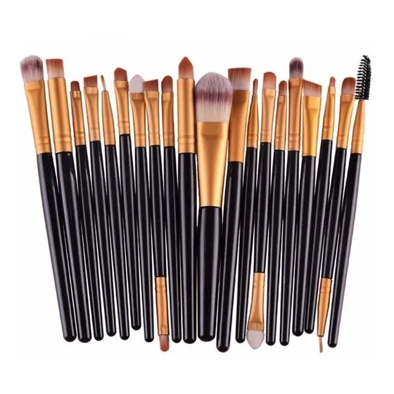 Set de 20 brochas de maquillaje profesionales negro y dorado