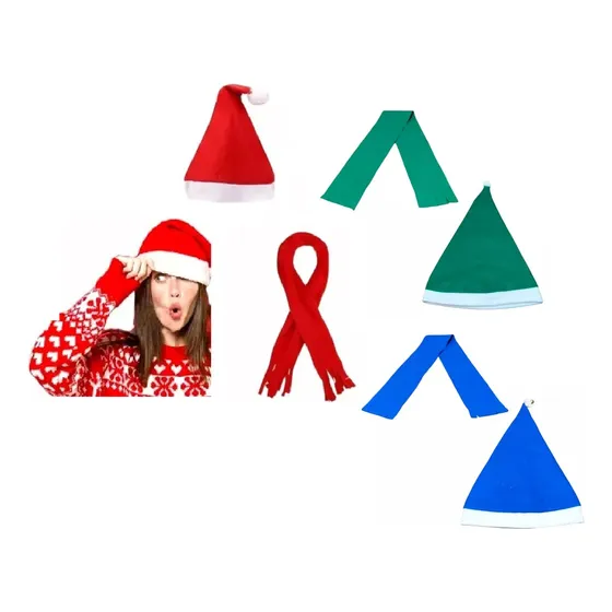 Gorro Y Bufanda Navideño Genéricajo Liso 12 Piezas Navidad