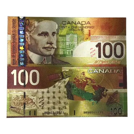 Billete Coleccionable 100 Dólares Canada Feng Shui Suerte